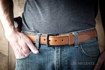 webbing core leather gun belt