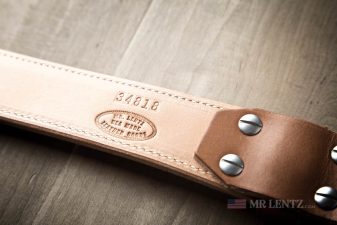 backside of leather reinforced gun belt