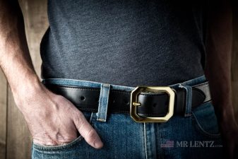 black leather gun belt duty belt with reinforced core