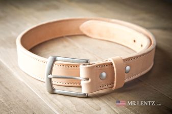 tan colored stitched belt