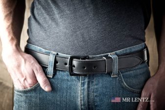 black leather belt with clack hardware made in the usa