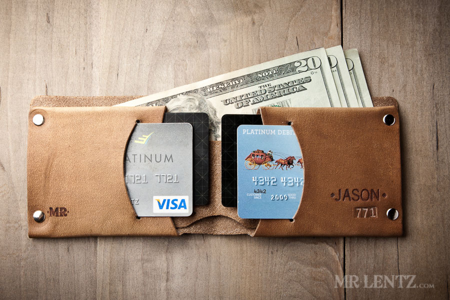 Mens leather wallet minimal bifold