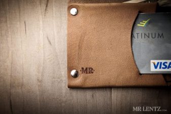 thin bifold leather wallet branded