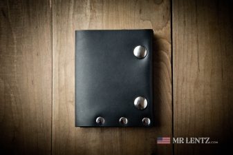 trifold snap wallet in black leather