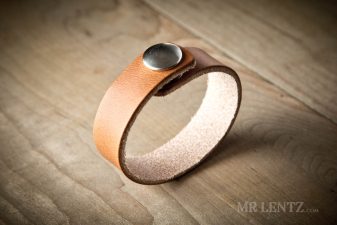 brown leather cuff with snap